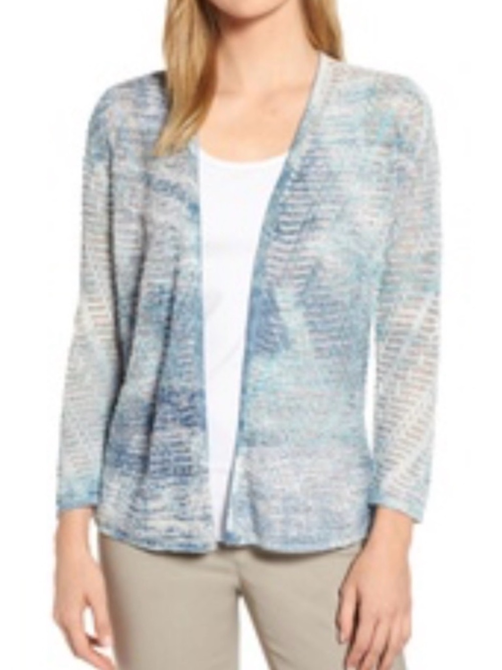 NIC & ZOE BEAUTIFUL OPEN FRONT CARDIGAN OCEAN INSPIRED  SEA MAP
TIE DYE PATTERN